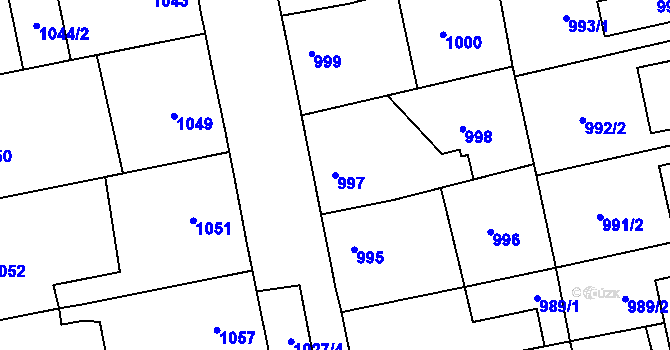 Parcela st. 997 v KÚ Šlapanice u Brna, Katastrální mapa
