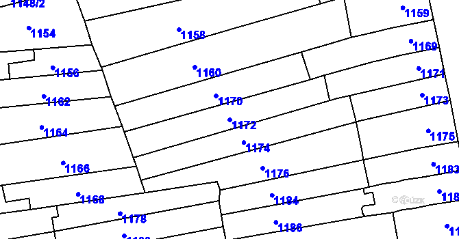 Parcela st. 1172 v KÚ Šlapanice u Brna, Katastrální mapa