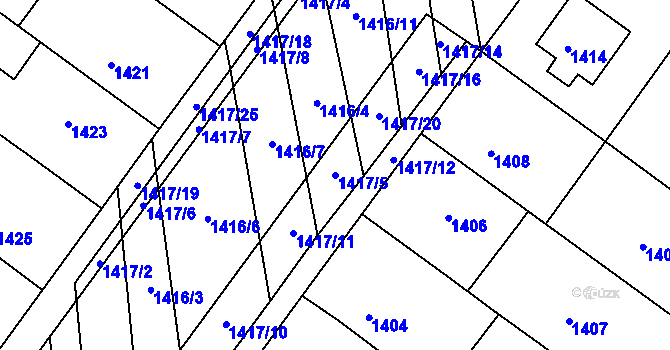 Parcela st. 1417/5 v KÚ Šlapanice u Brna, Katastrální mapa