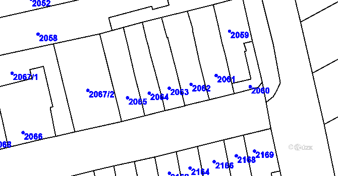 Parcela st. 2063 v KÚ Šlapanice u Brna, Katastrální mapa