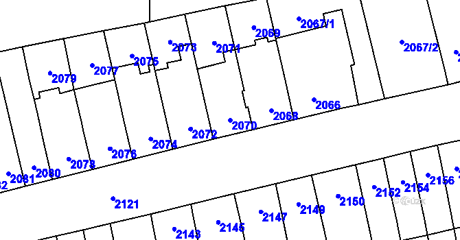 Parcela st. 2070 v KÚ Šlapanice u Brna, Katastrální mapa