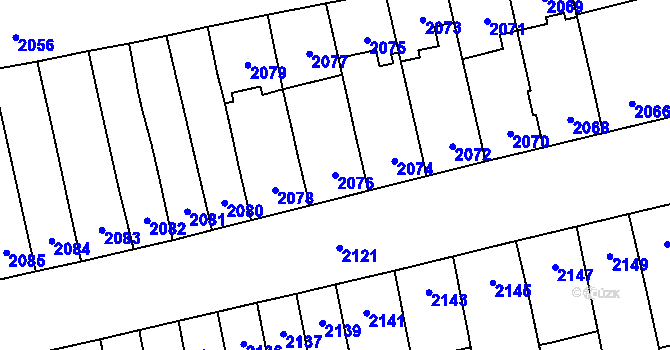 Parcela st. 2076 v KÚ Šlapanice u Brna, Katastrální mapa