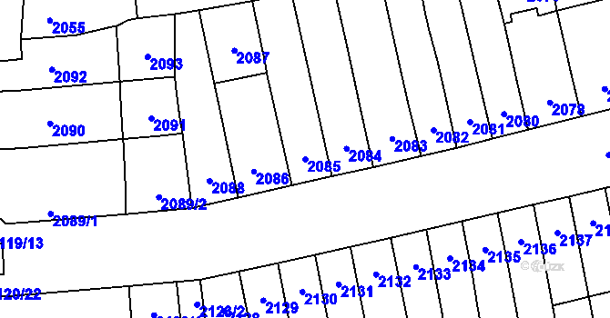 Parcela st. 2085 v KÚ Šlapanice u Brna, Katastrální mapa