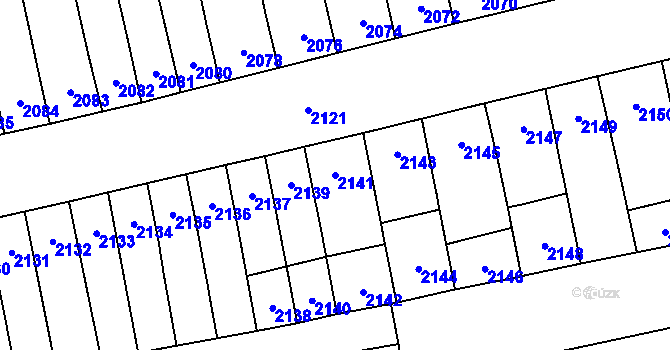 Parcela st. 2141 v KÚ Šlapanice u Brna, Katastrální mapa