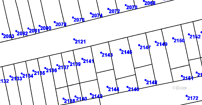 Parcela st. 2143 v KÚ Šlapanice u Brna, Katastrální mapa