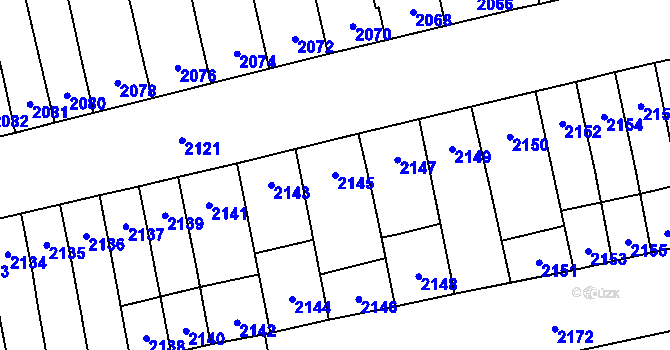 Parcela st. 2145 v KÚ Šlapanice u Brna, Katastrální mapa