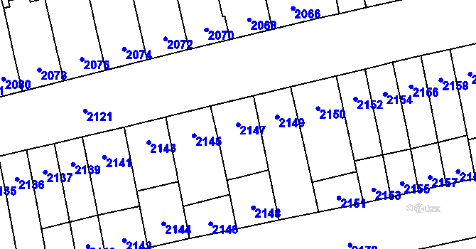 Parcela st. 2147 v KÚ Šlapanice u Brna, Katastrální mapa