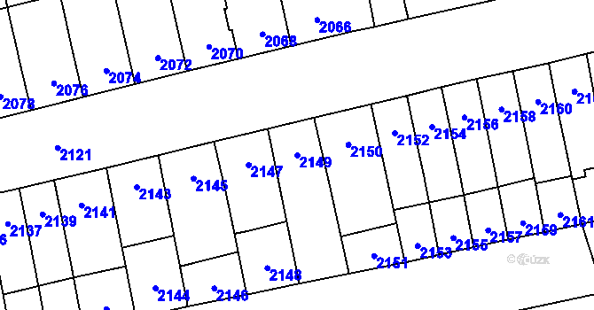 Parcela st. 2149 v KÚ Šlapanice u Brna, Katastrální mapa