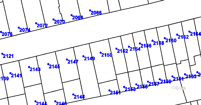 Parcela st. 2150 v KÚ Šlapanice u Brna, Katastrální mapa