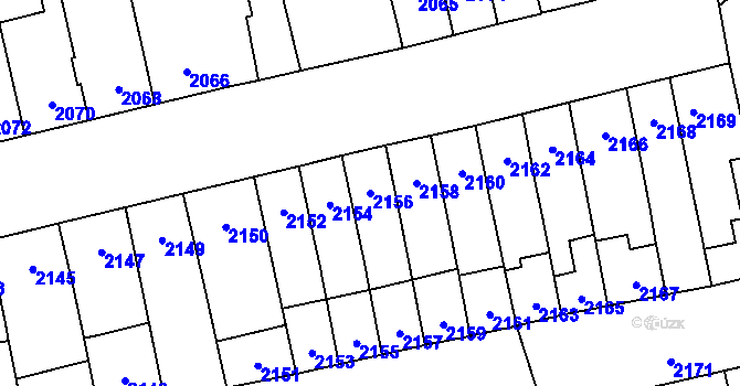 Parcela st. 2156 v KÚ Šlapanice u Brna, Katastrální mapa