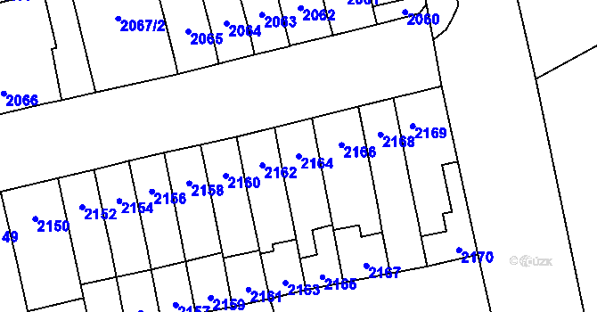Parcela st. 2164 v KÚ Šlapanice u Brna, Katastrální mapa