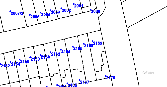 Parcela st. 2168 v KÚ Šlapanice u Brna, Katastrální mapa