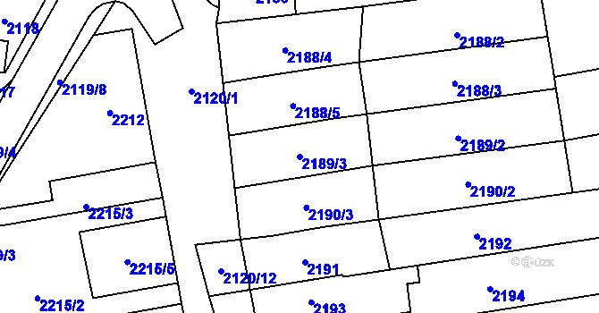Parcela st. 2189/3 v KÚ Šlapanice u Brna, Katastrální mapa