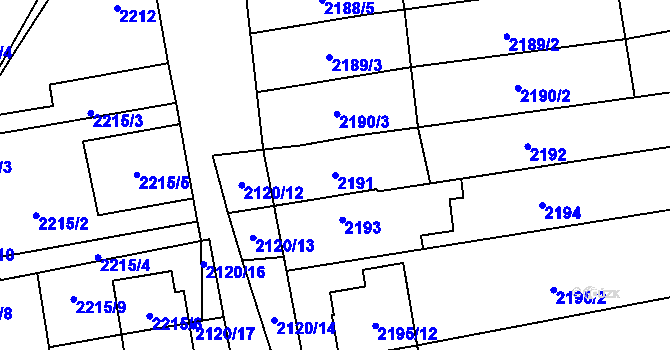 Parcela st. 2191 v KÚ Šlapanice u Brna, Katastrální mapa