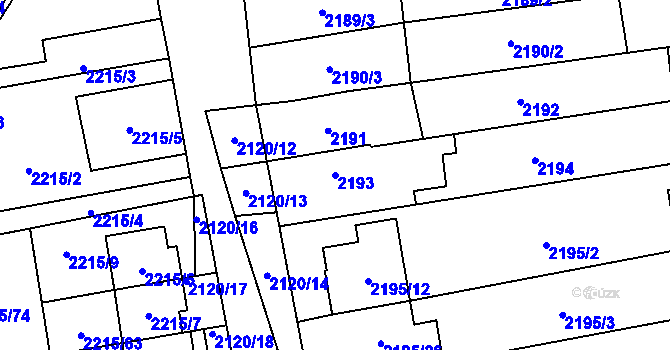 Parcela st. 2193 v KÚ Šlapanice u Brna, Katastrální mapa