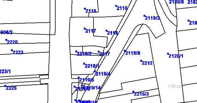 Parcela st. 2217 v KÚ Šlapanice u Brna, Katastrální mapa