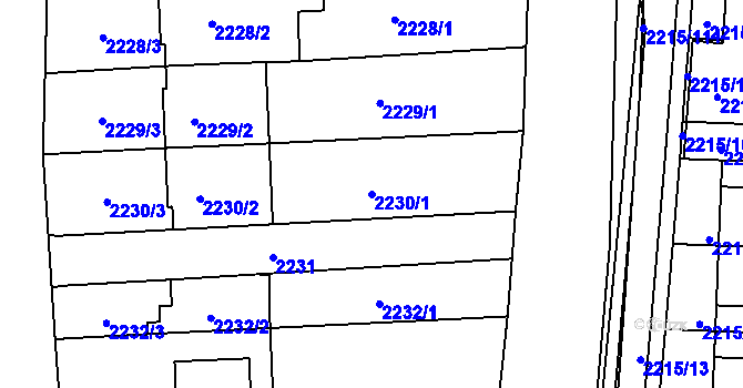 Parcela st. 2230/1 v KÚ Šlapanice u Brna, Katastrální mapa