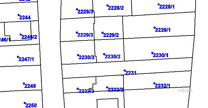 Parcela st. 2230/2 v KÚ Šlapanice u Brna, Katastrální mapa