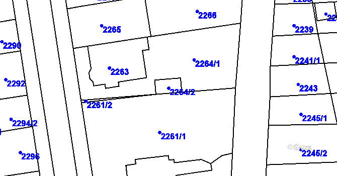 Parcela st. 2264/2 v KÚ Šlapanice u Brna, Katastrální mapa