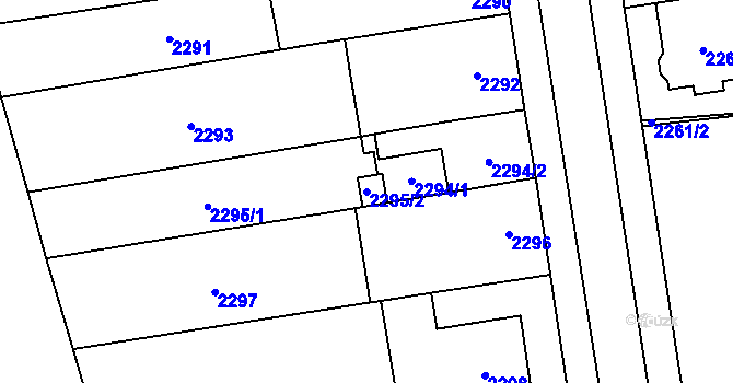 Parcela st. 2295/2 v KÚ Šlapanice u Brna, Katastrální mapa