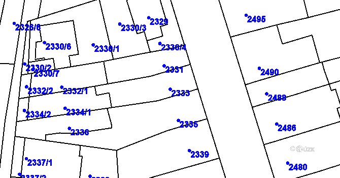 Parcela st. 2333 v KÚ Šlapanice u Brna, Katastrální mapa
