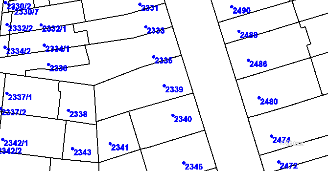 Parcela st. 2339 v KÚ Šlapanice u Brna, Katastrální mapa