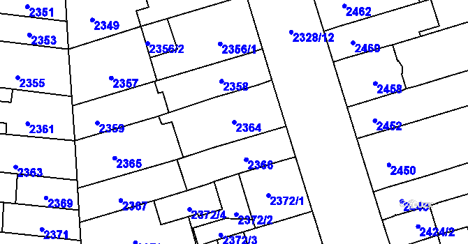 Parcela st. 2364 v KÚ Šlapanice u Brna, Katastrální mapa