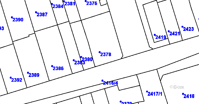 Parcela st. 2378 v KÚ Šlapanice u Brna, Katastrální mapa