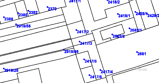 Parcela st. 2417/3 v KÚ Šlapanice u Brna, Katastrální mapa