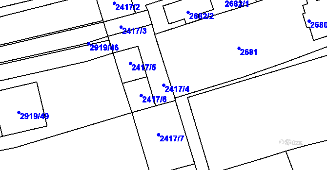 Parcela st. 2417/4 v KÚ Šlapanice u Brna, Katastrální mapa
