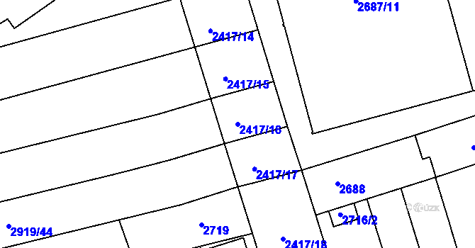 Parcela st. 2417/16 v KÚ Šlapanice u Brna, Katastrální mapa