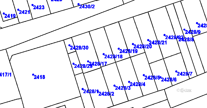 Parcela st. 2428/18 v KÚ Šlapanice u Brna, Katastrální mapa