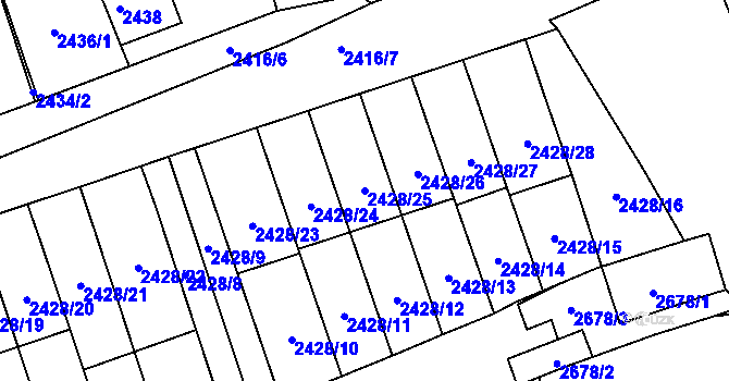 Parcela st. 2428/25 v KÚ Šlapanice u Brna, Katastrální mapa