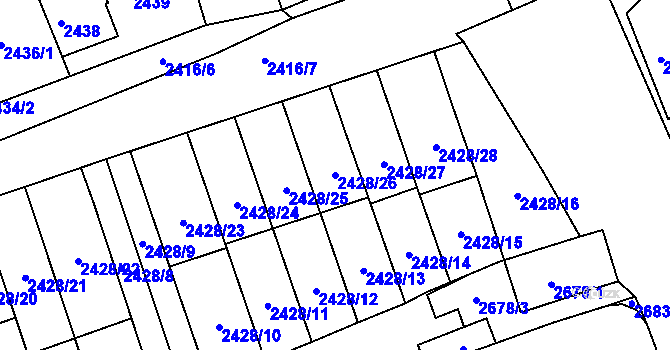 Parcela st. 2428/26 v KÚ Šlapanice u Brna, Katastrální mapa