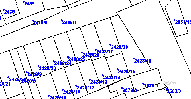 Parcela st. 2428/27 v KÚ Šlapanice u Brna, Katastrální mapa