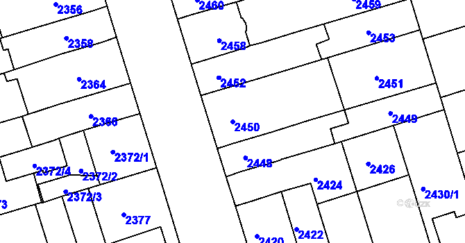 Parcela st. 2450 v KÚ Šlapanice u Brna, Katastrální mapa