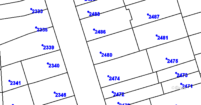 Parcela st. 2480 v KÚ Šlapanice u Brna, Katastrální mapa