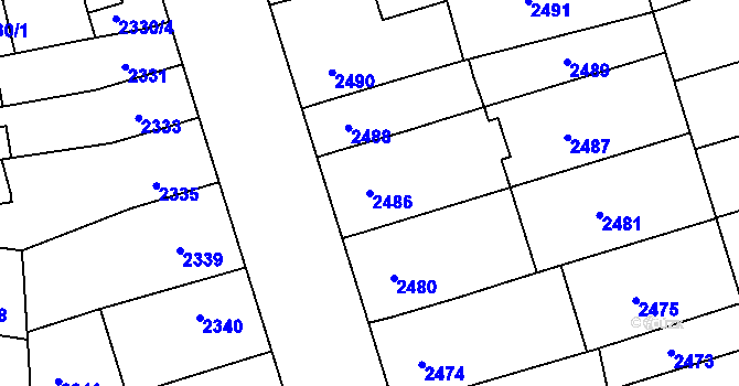 Parcela st. 2486 v KÚ Šlapanice u Brna, Katastrální mapa