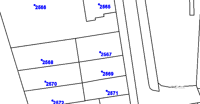 Parcela st. 2567 v KÚ Šlapanice u Brna, Katastrální mapa
