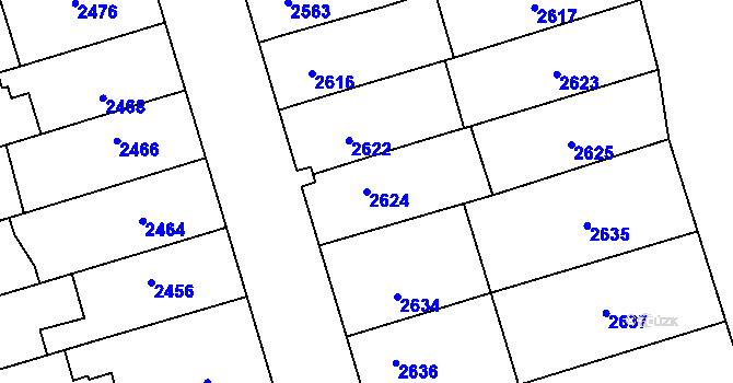 Parcela st. 2624 v KÚ Šlapanice u Brna, Katastrální mapa