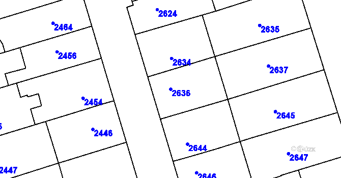 Parcela st. 2636 v KÚ Šlapanice u Brna, Katastrální mapa