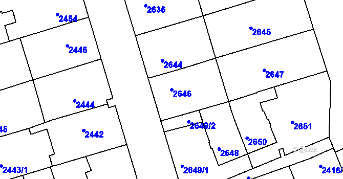 Parcela st. 2646 v KÚ Šlapanice u Brna, Katastrální mapa