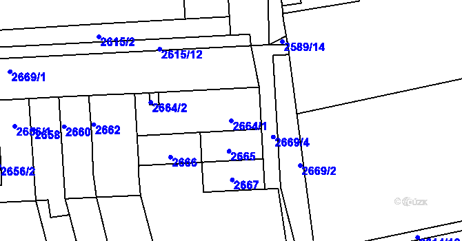 Parcela st. 2664/1 v KÚ Šlapanice u Brna, Katastrální mapa