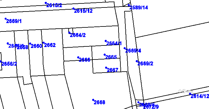 Parcela st. 2665 v KÚ Šlapanice u Brna, Katastrální mapa