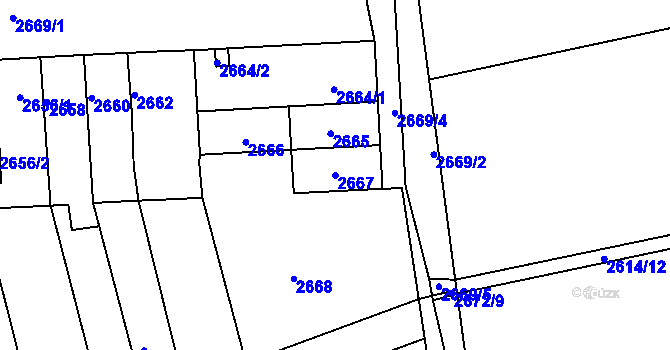 Parcela st. 2667 v KÚ Šlapanice u Brna, Katastrální mapa