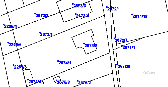 Parcela st. 2674/2 v KÚ Šlapanice u Brna, Katastrální mapa