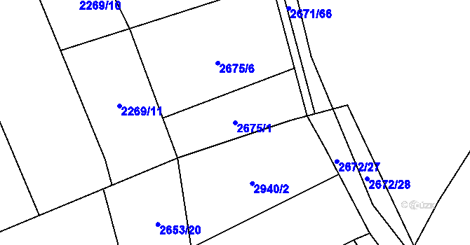 Parcela st. 2675/1 v KÚ Šlapanice u Brna, Katastrální mapa