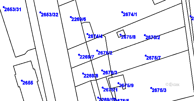 Parcela st. 2676/2 v KÚ Šlapanice u Brna, Katastrální mapa