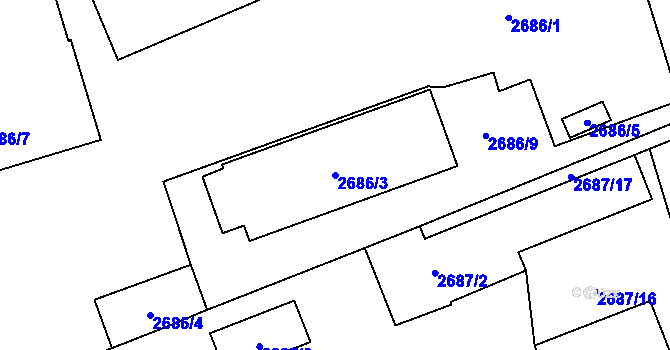 Parcela st. 2686/3 v KÚ Šlapanice u Brna, Katastrální mapa