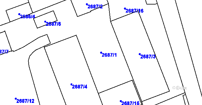 Parcela st. 2687/1 v KÚ Šlapanice u Brna, Katastrální mapa